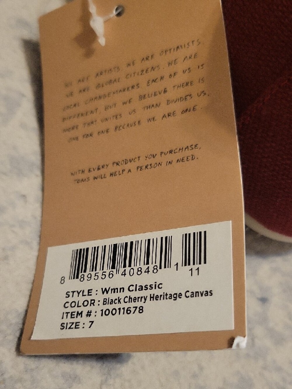 Toms Black Cherry Heritage Canvas Slip-Ons - Picture 5 of 5